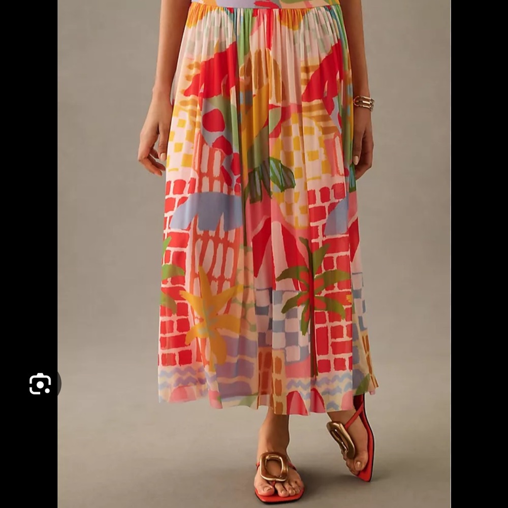 FARM Rio Colorful Abstract Midi Skirt